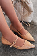 Panilo Nude Faux Leather Studded Women's Flats