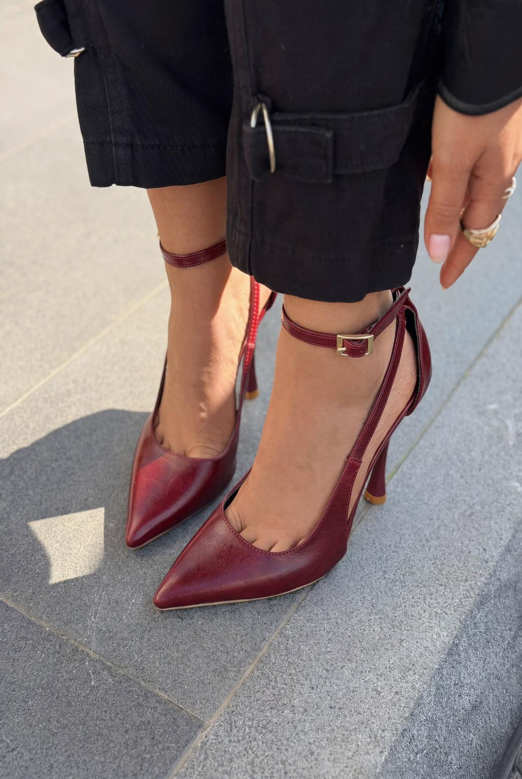 Nerole Burgundy Faux Leather Women's Stilettos