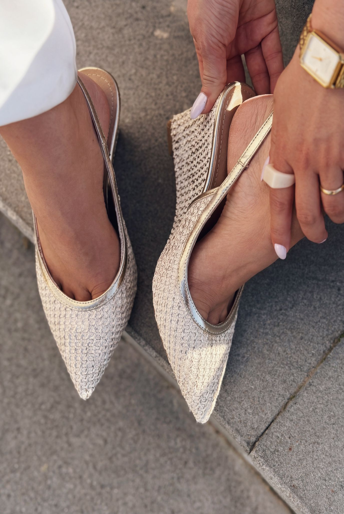 Solthera Gold Woven Women's Stilettos