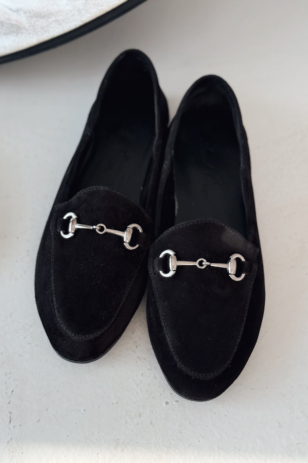 Palvora Black Genuine Suede Buckle Detail Women's Loafers