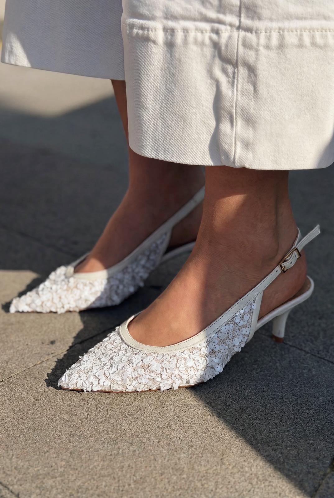 Selorine White Sequin Women's Stilettos