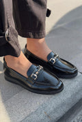 Toler Black Patent Faux Leather Women's Loafers