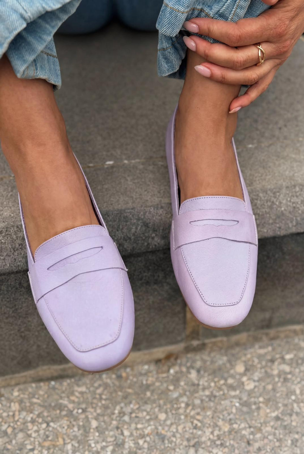 Melniel Lilac Genuine Leather Women's Loafers