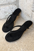 Arlene Black Suede Pumps Toe-Post Sandals