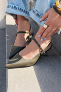 Torev Khaki Faux Leather Women's Stilettos