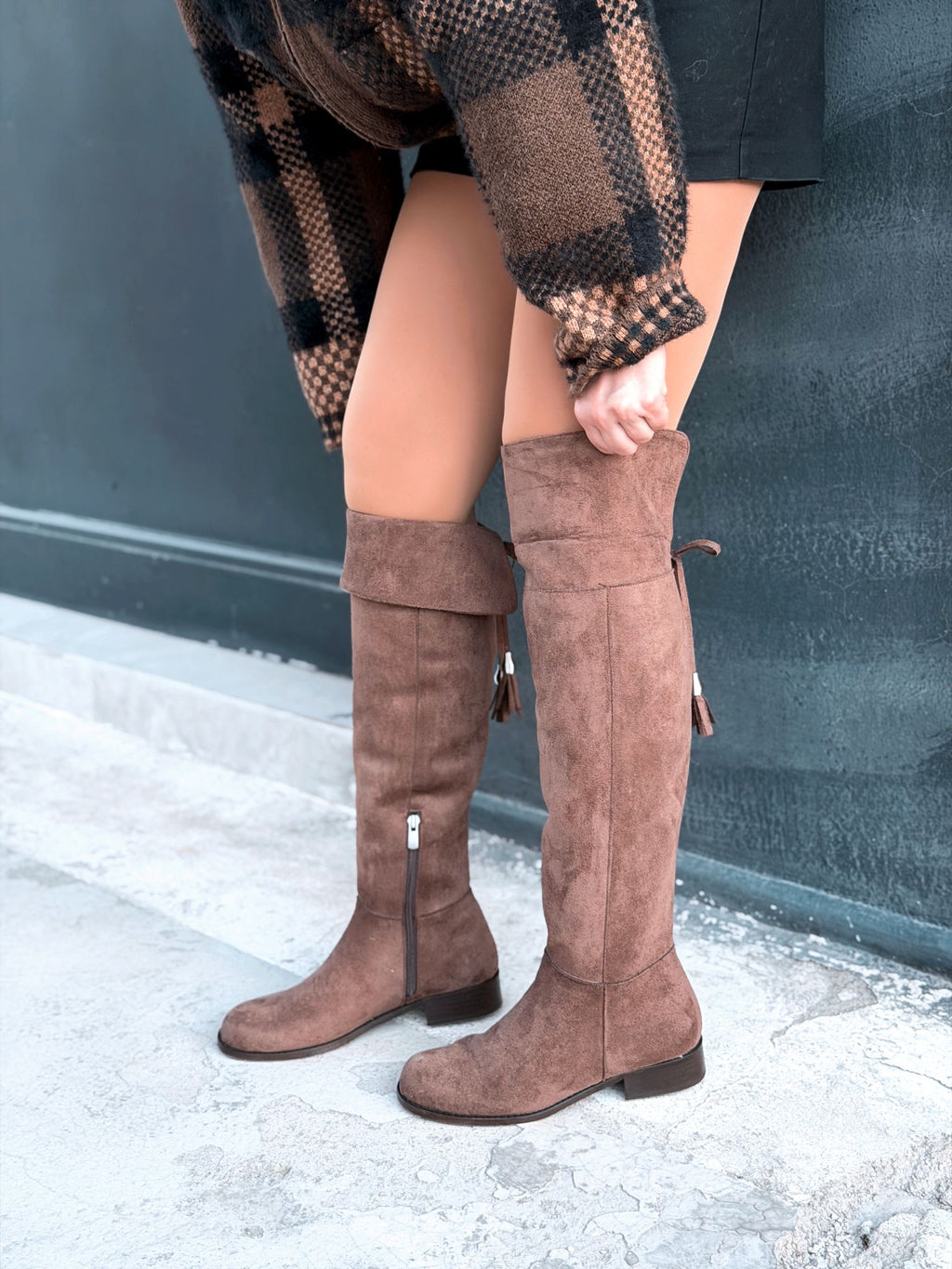 Jolvern Brown Suede Fringe Detail Women's Boots