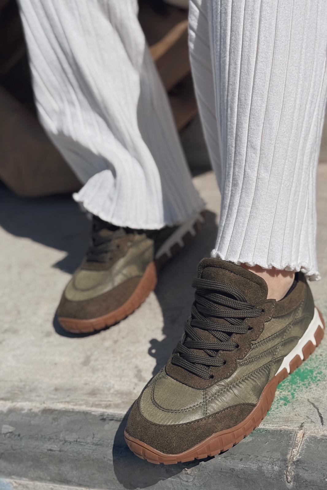 Romine Khaki Parachute Fabric Women's Sneakers