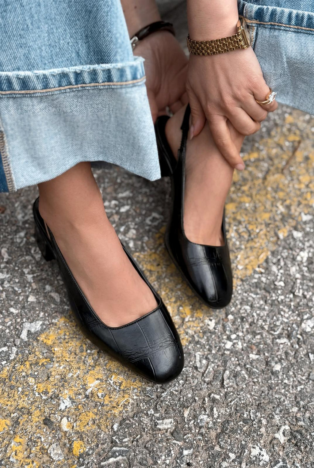 Solen Black Faux Leather Women's Mary Jane