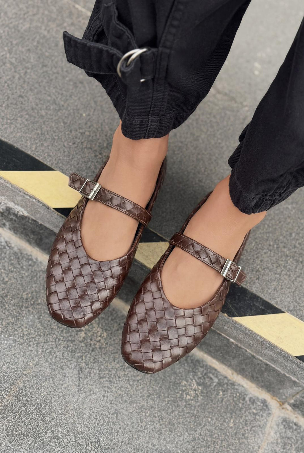 Vespera Dark Brown Faux Leather Women's Flats