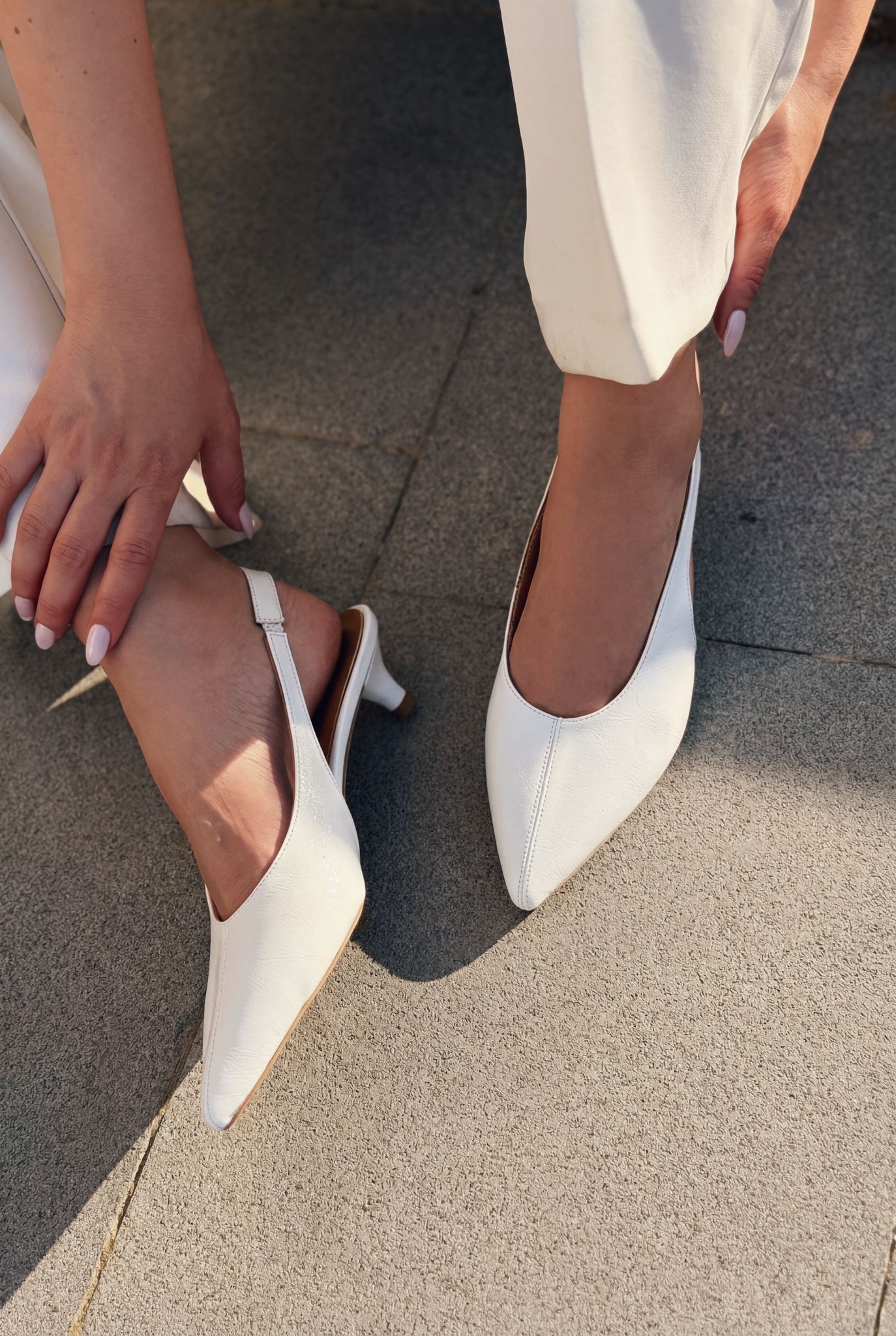 Selor White Faux Leather Women's Stilettos
