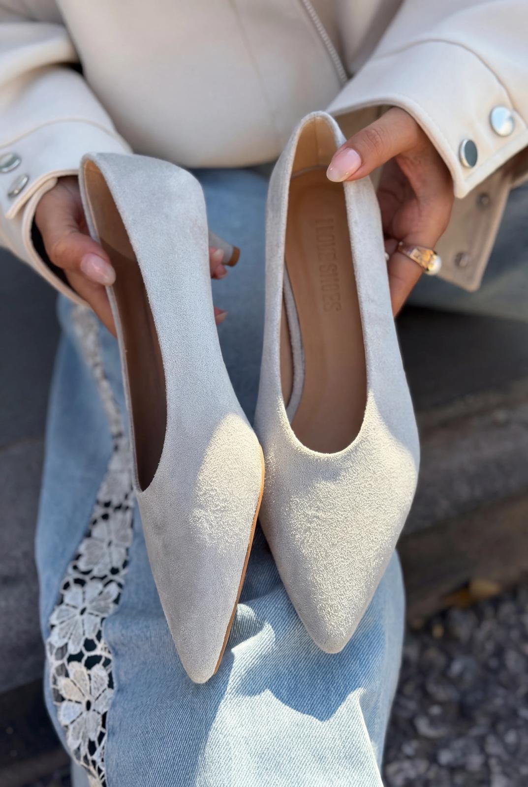 Seranis Grey Suede Genuine Leather Stilettos