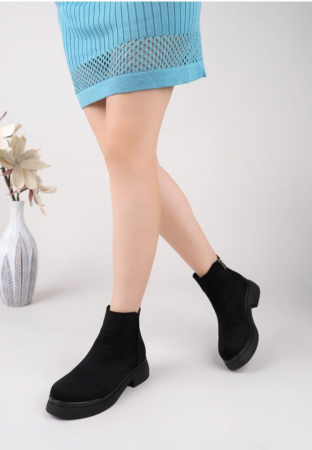 Sorvella Black Faux Leather Women's Boots