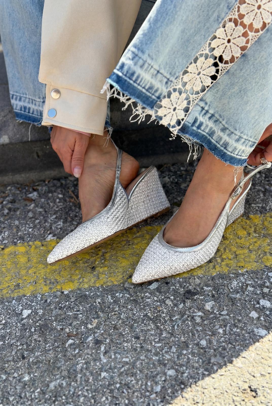 Solthera Silver Women's Wedge Heel Stilettos