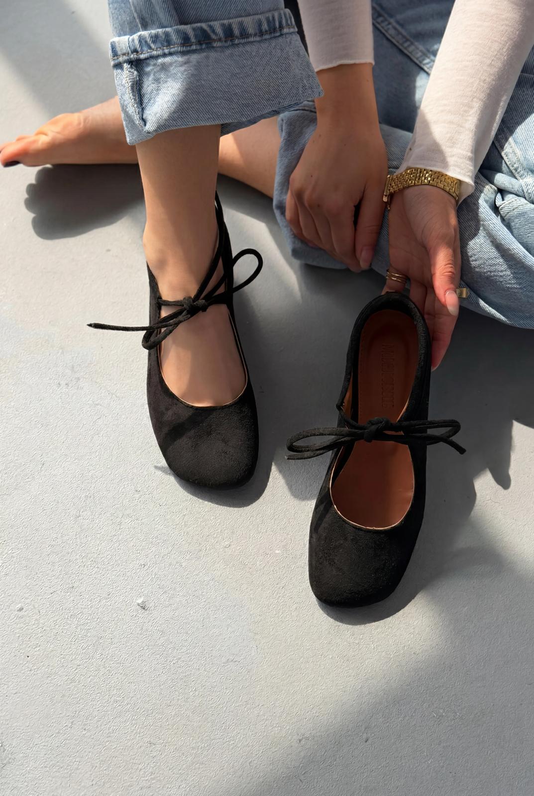 Belith Black Suede Women's Flats