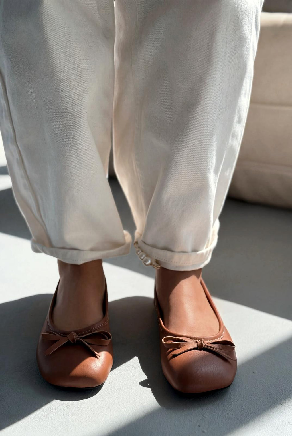 Telion Tan Genuine Leather Women's Flats