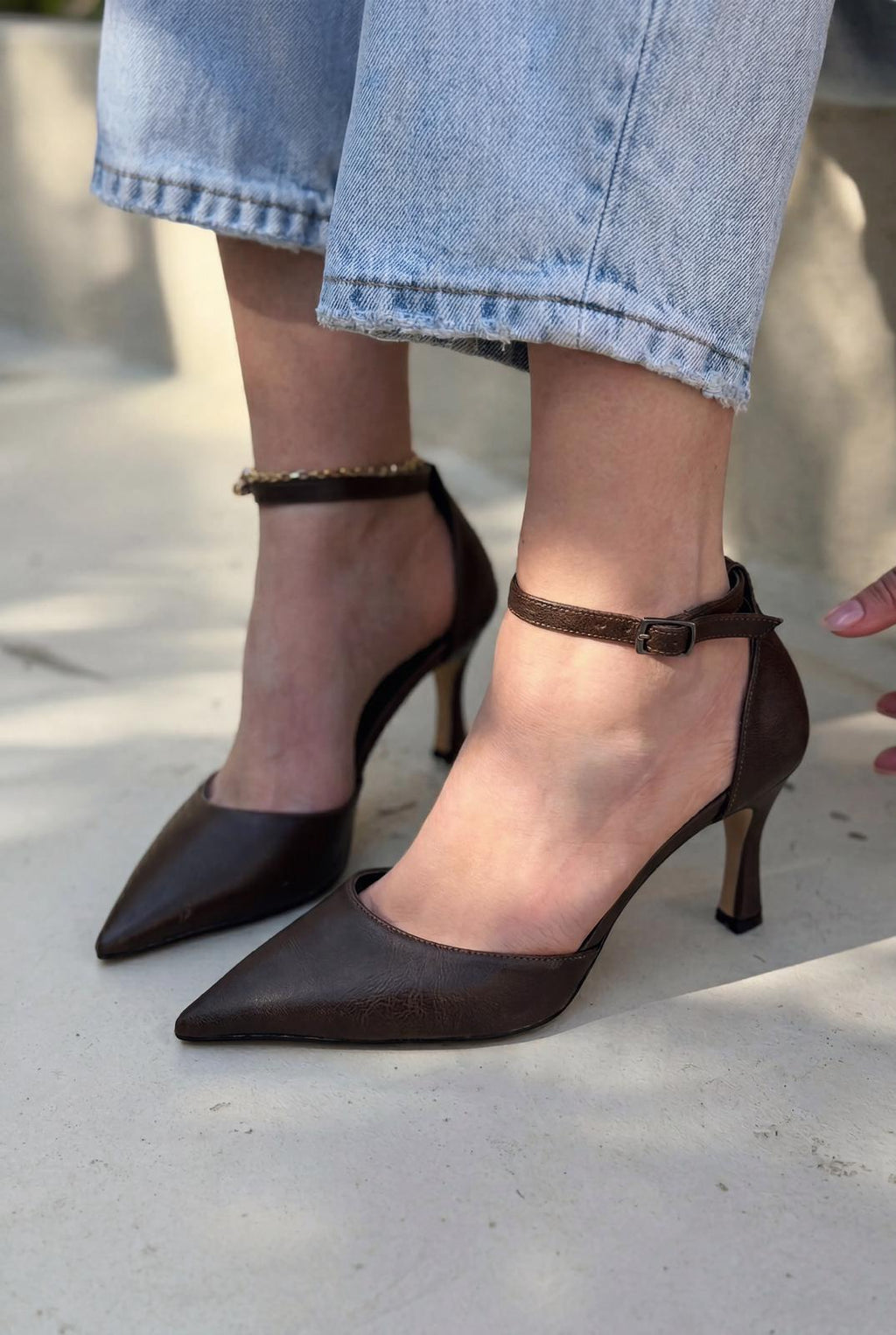 Selaris Light Brown Faux Leather Women's Stilettos