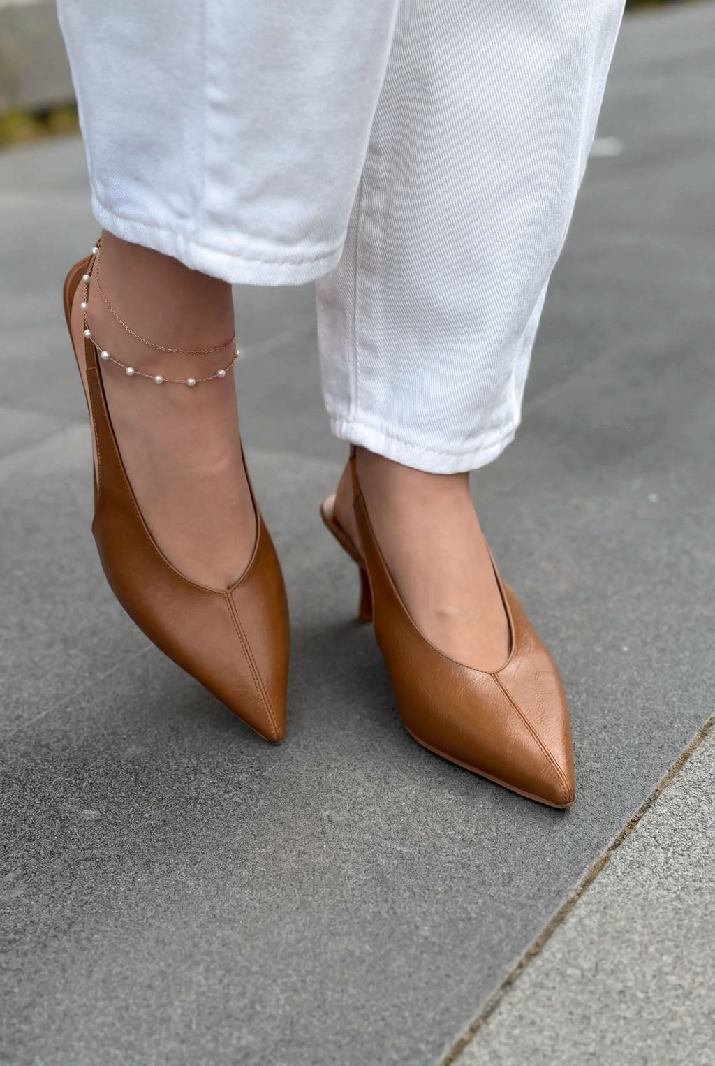 Navore Tan Crinkled Faux Leather Women's Stilettos