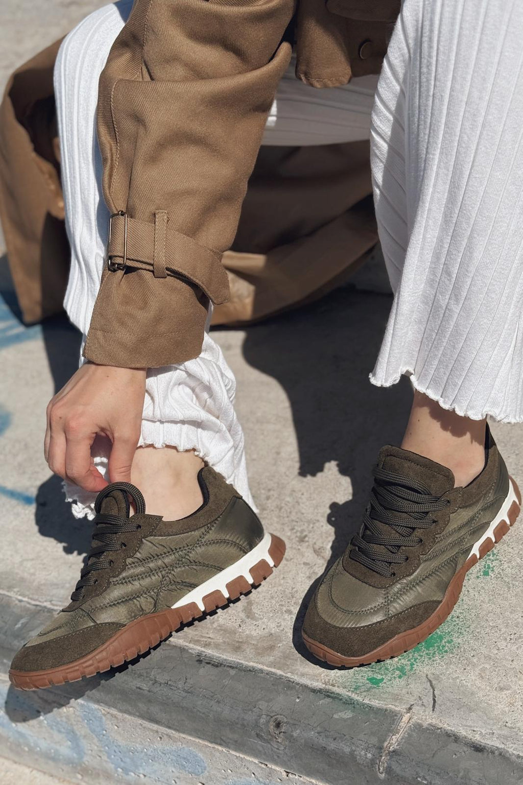 Romine Khaki Parachute Fabric Women's Sneakers