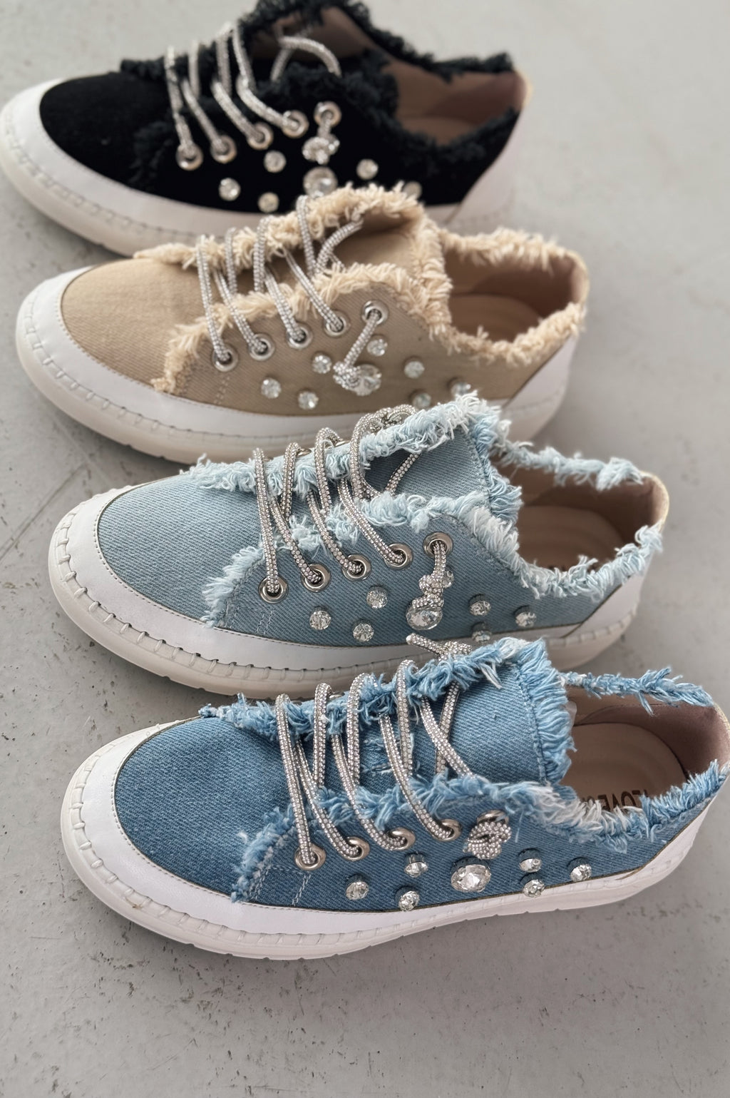 Monove Beige Jean Stone-Detailed Women's Sneakers