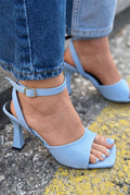 Velniel Blue Faux Leather Women's Pumps Sandals