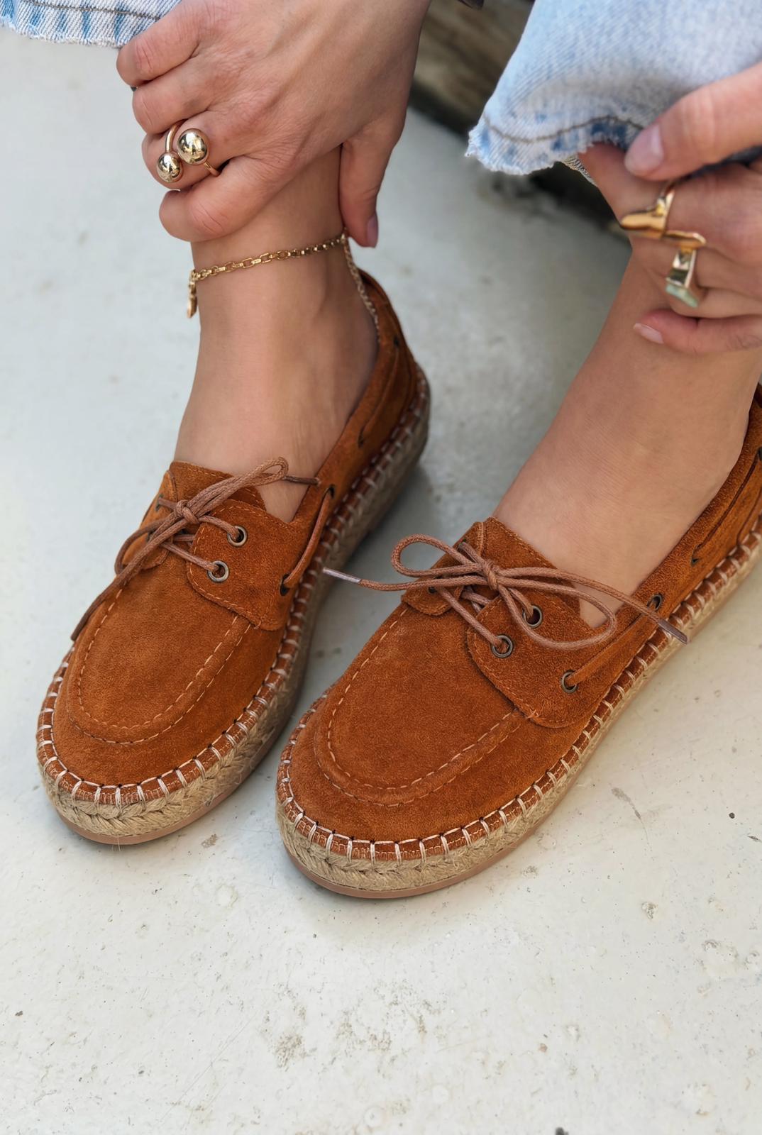 Selora Tan Genuine Suede Women's Loafers