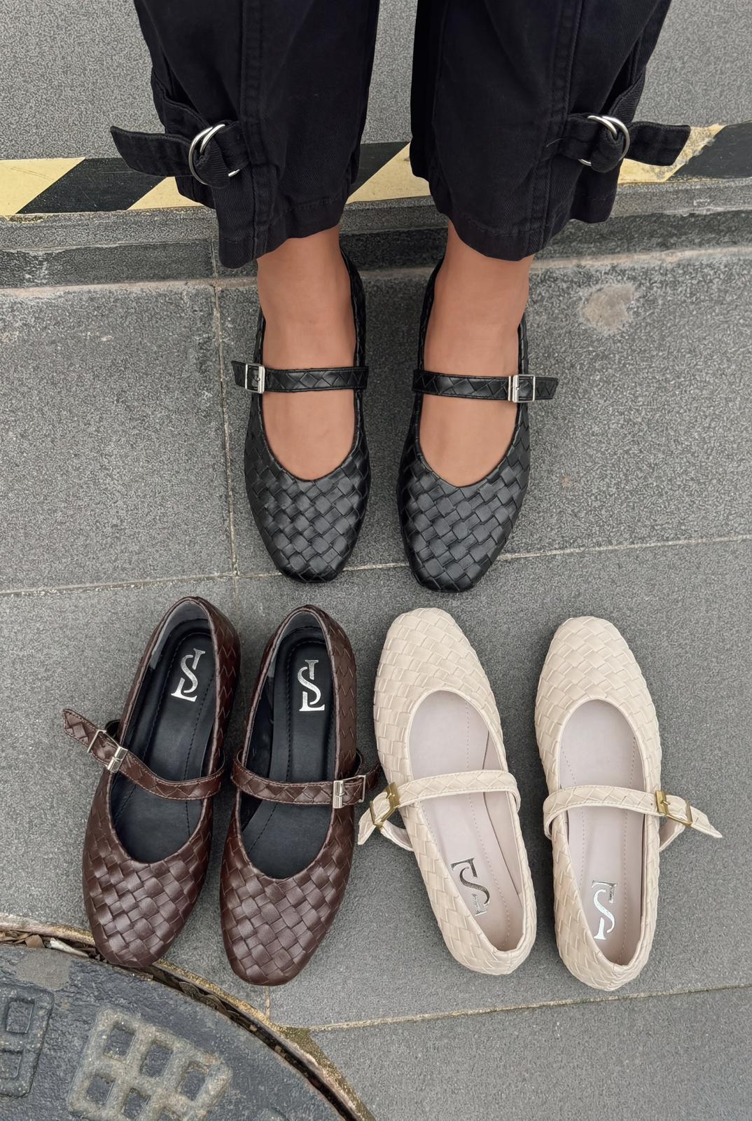 Vespera Dark Brown Faux Leather Women's Flats
