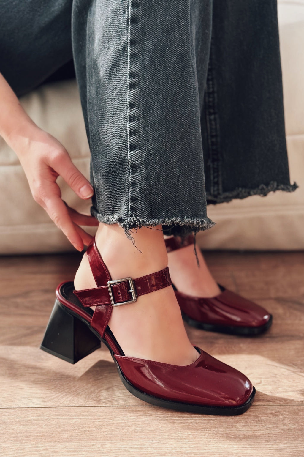 Melora Burgundy Patent Faux Leather Women's Mary Jane