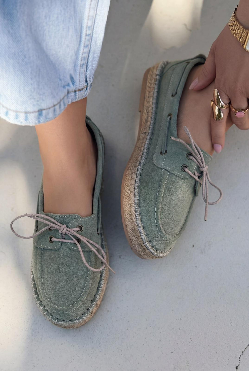 Selora Mint Green Genuine Suede Women's Loafers