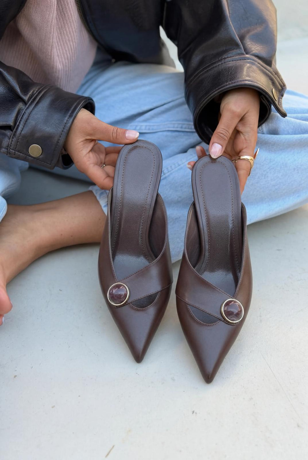 Delvor Light Brown Faux Leather Pumps