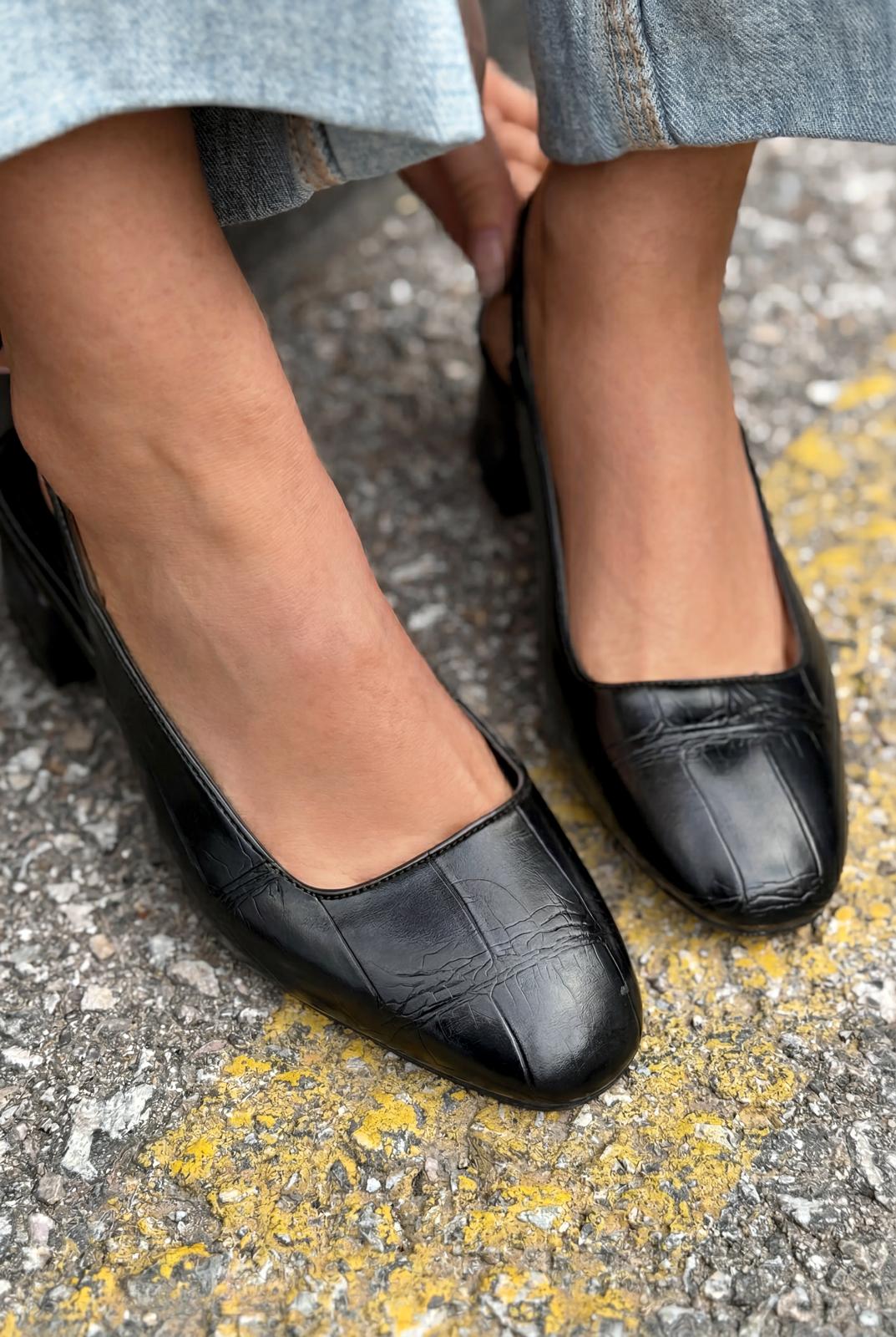 Solen Black Faux Leather Women's Mary Jane