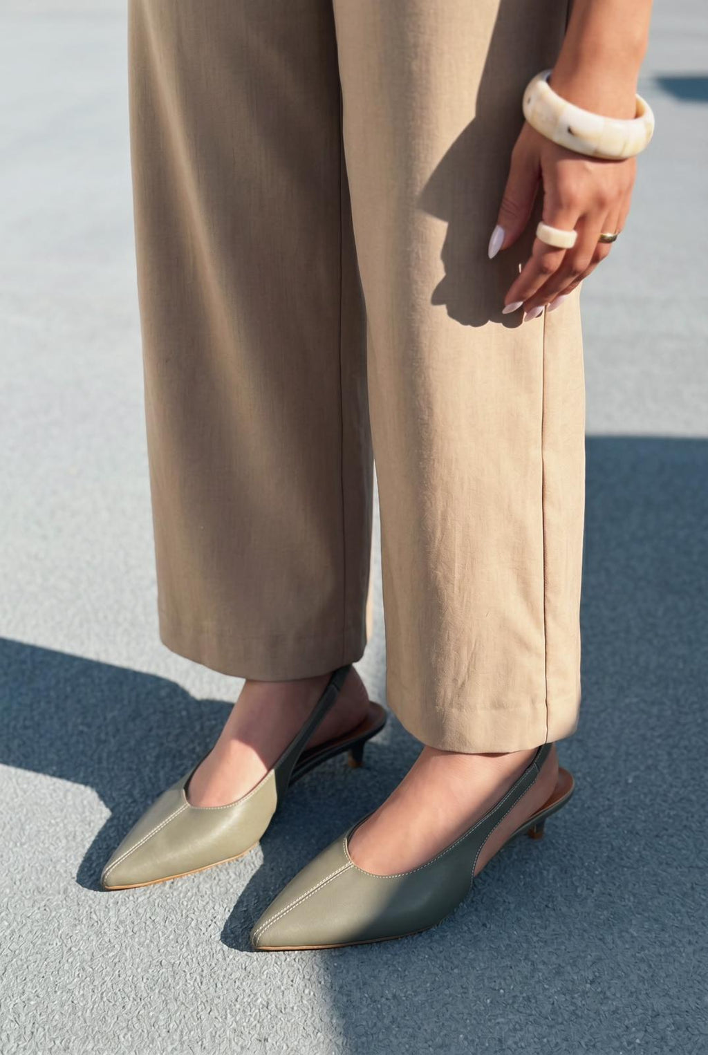 Selor Khaki Faux Leather Women's Stilettos