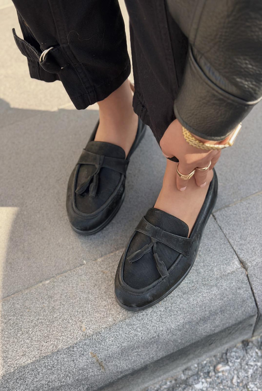 Yorvik Black Satin Women's Loafers
