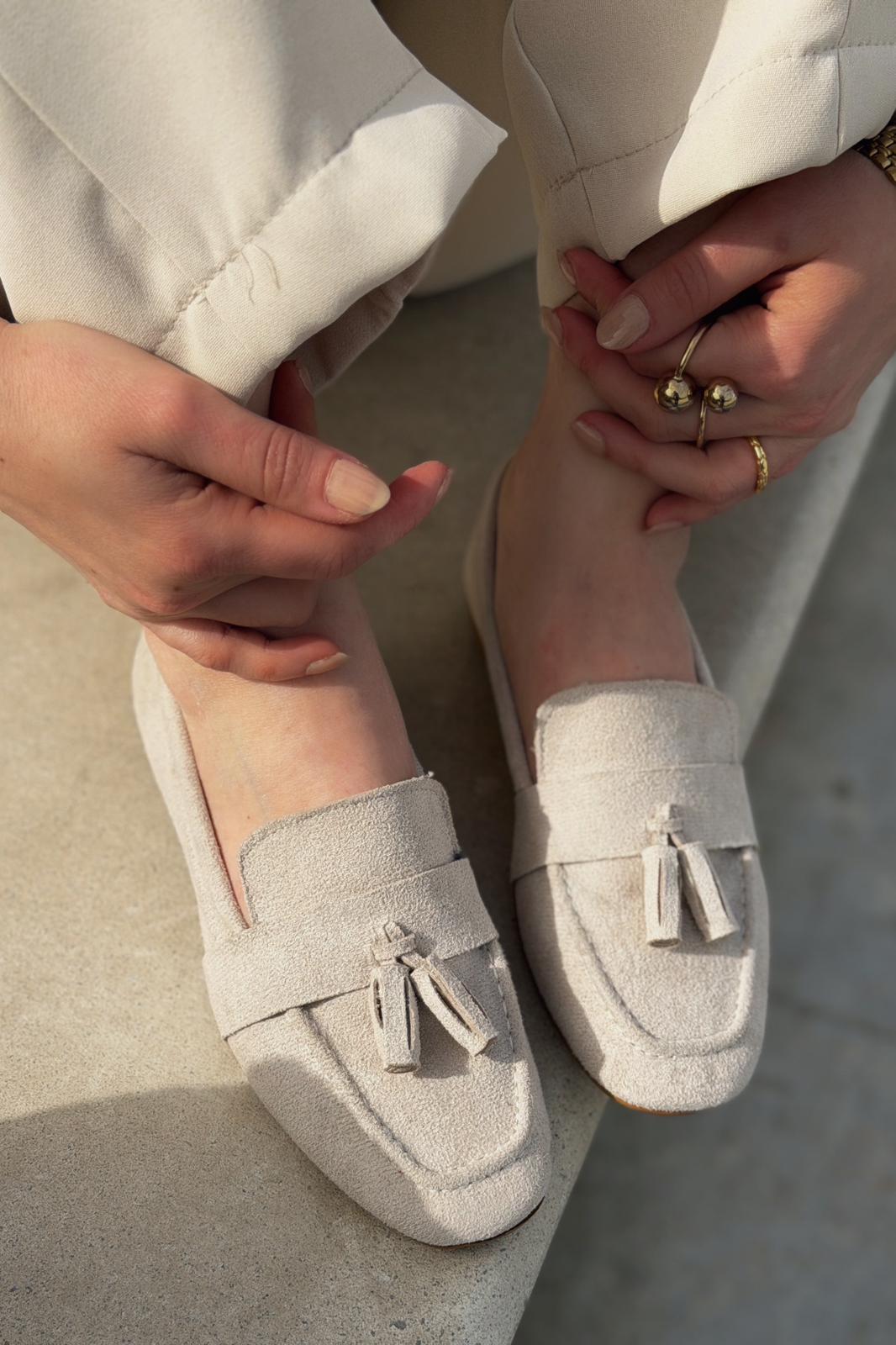 Olena Beige Suede Women's Loafers