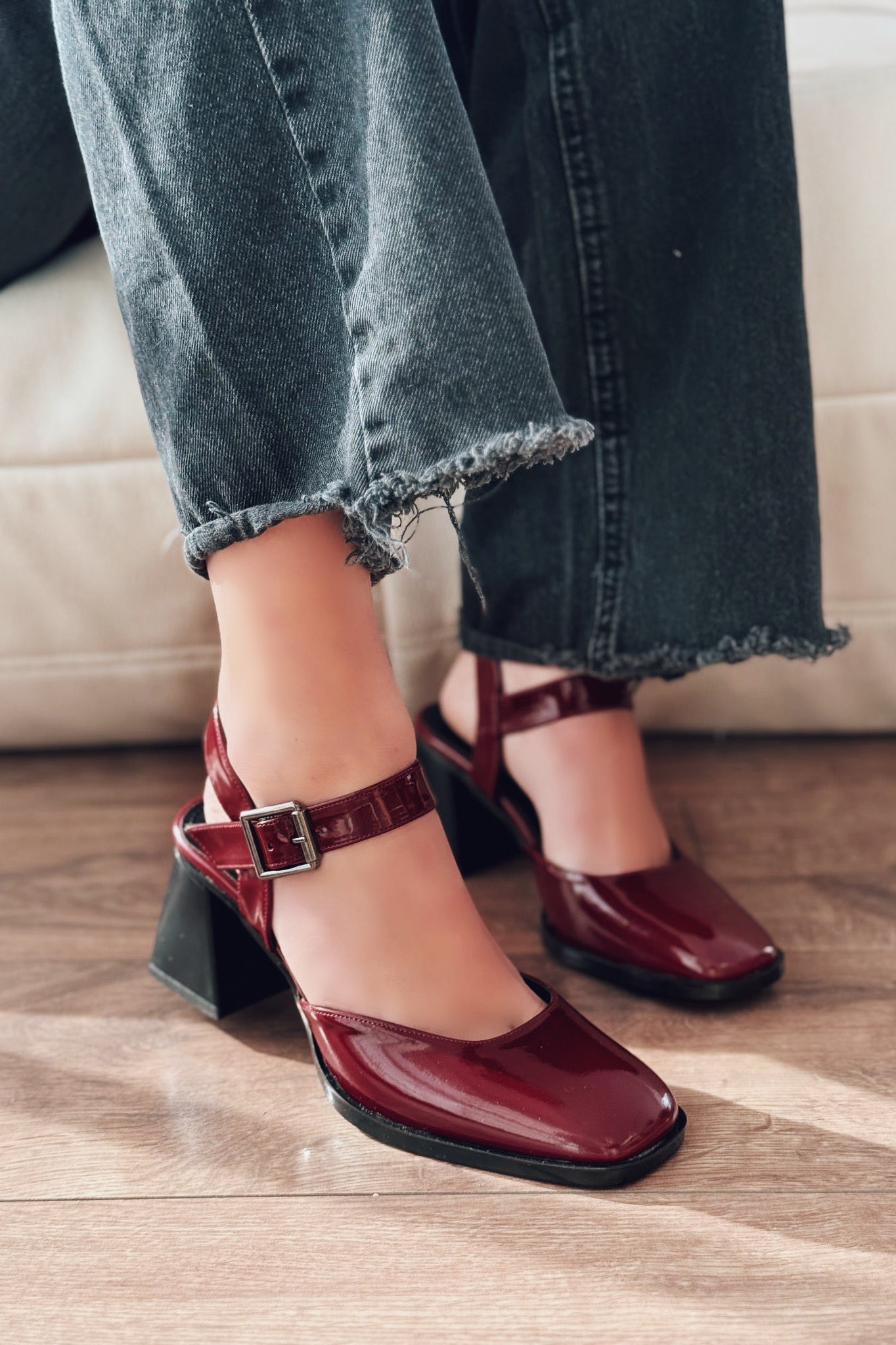 Melora Burgundy Patent Faux Leather Women's Mary Jane