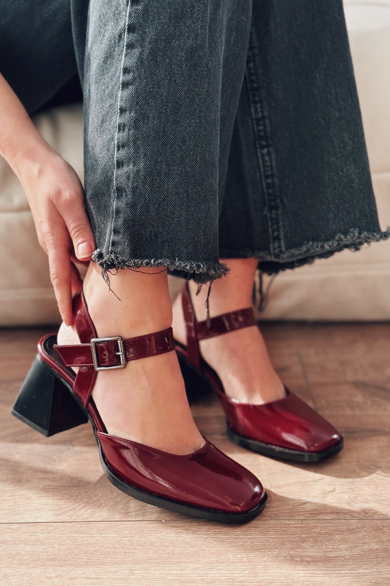 Melora Burgundy Patent Faux Leather Women's Mary Jane