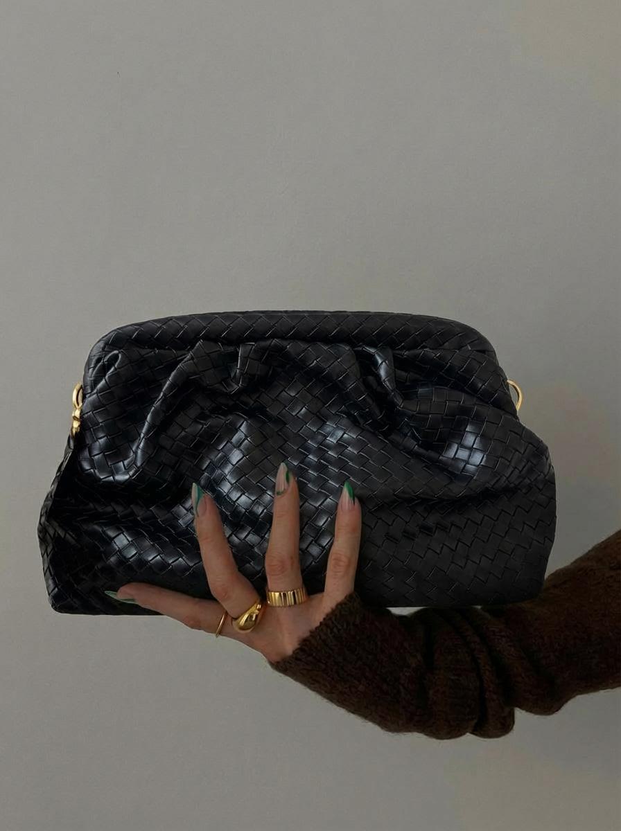 Lurine women's clutch bag Black faux leather