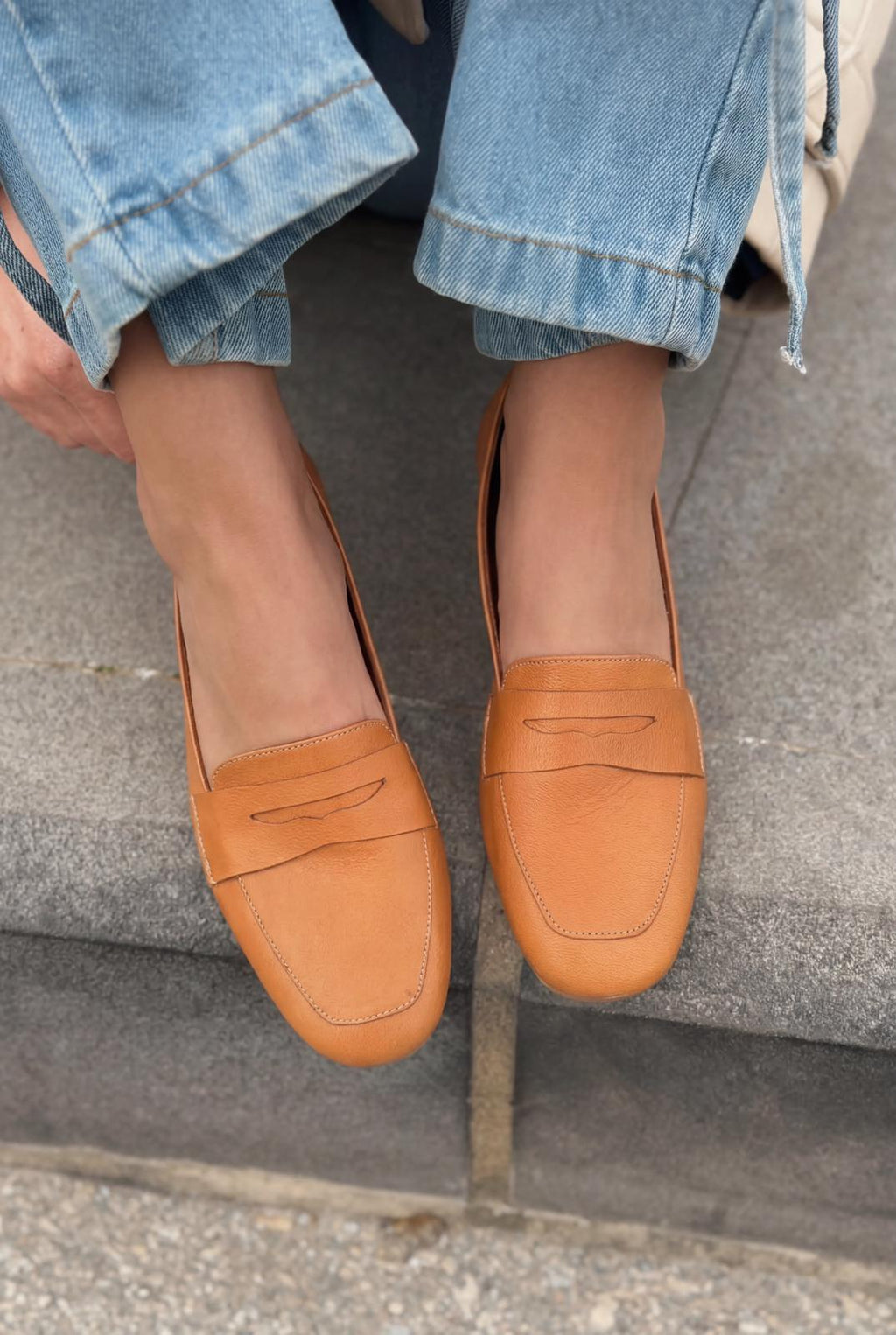 Melniel Tan Genuine Leather Women's Loafers