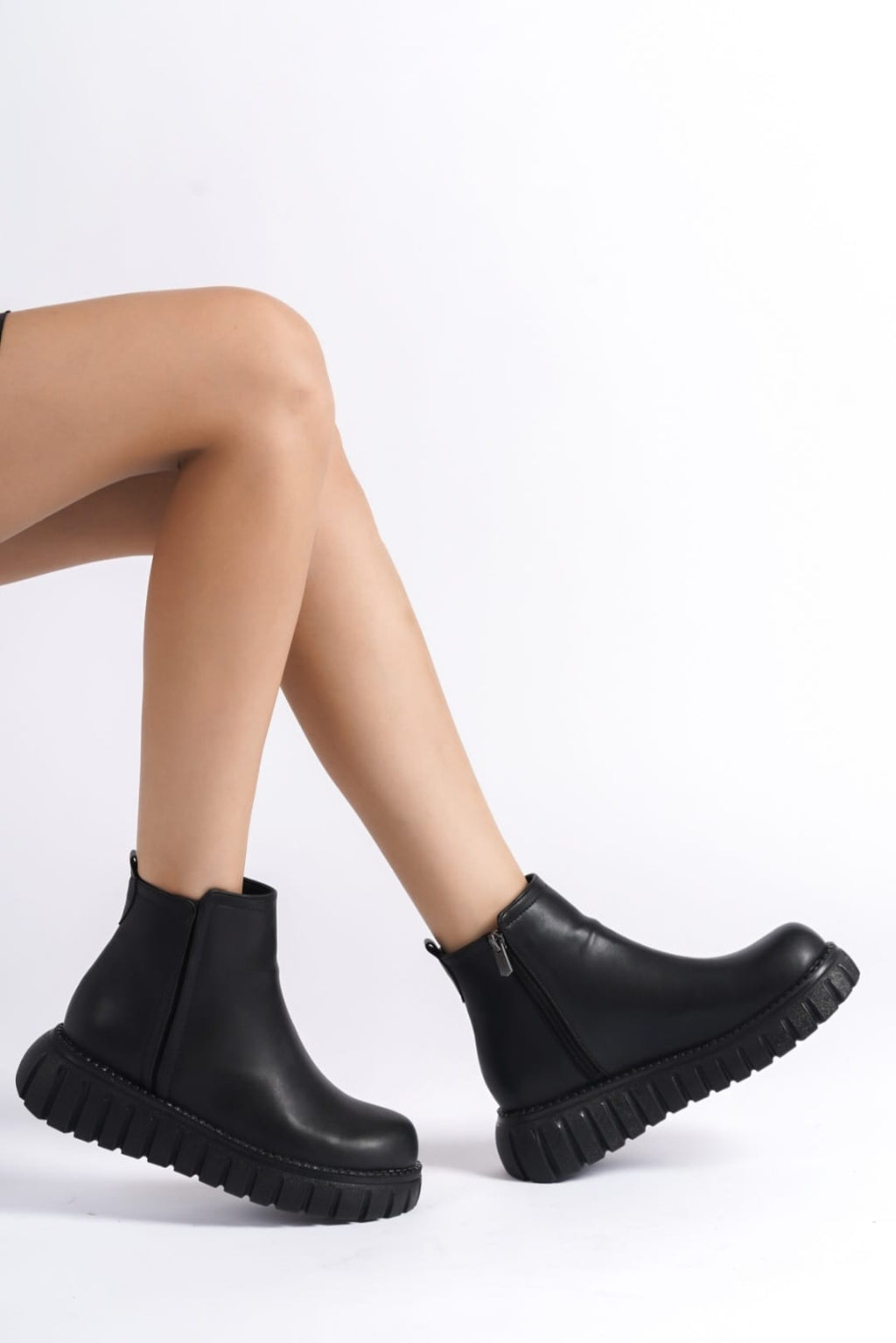 Velarise Black Faux Leather Women's Boots