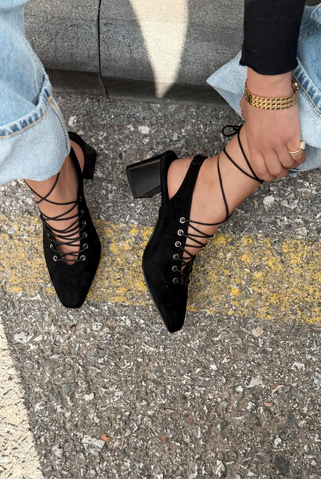 Yorella Black Suede Women's Pumps