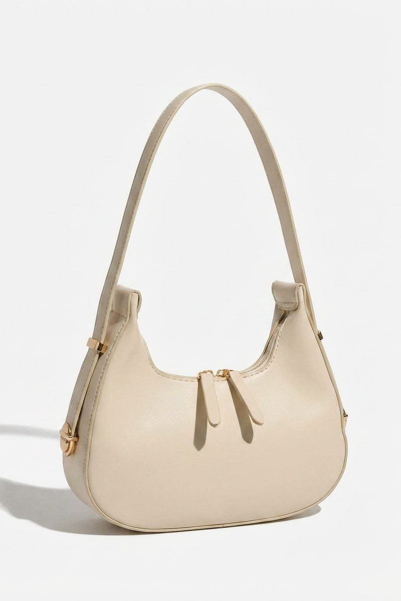 Sermic Beige Patent Faux Leather Women's Handbag