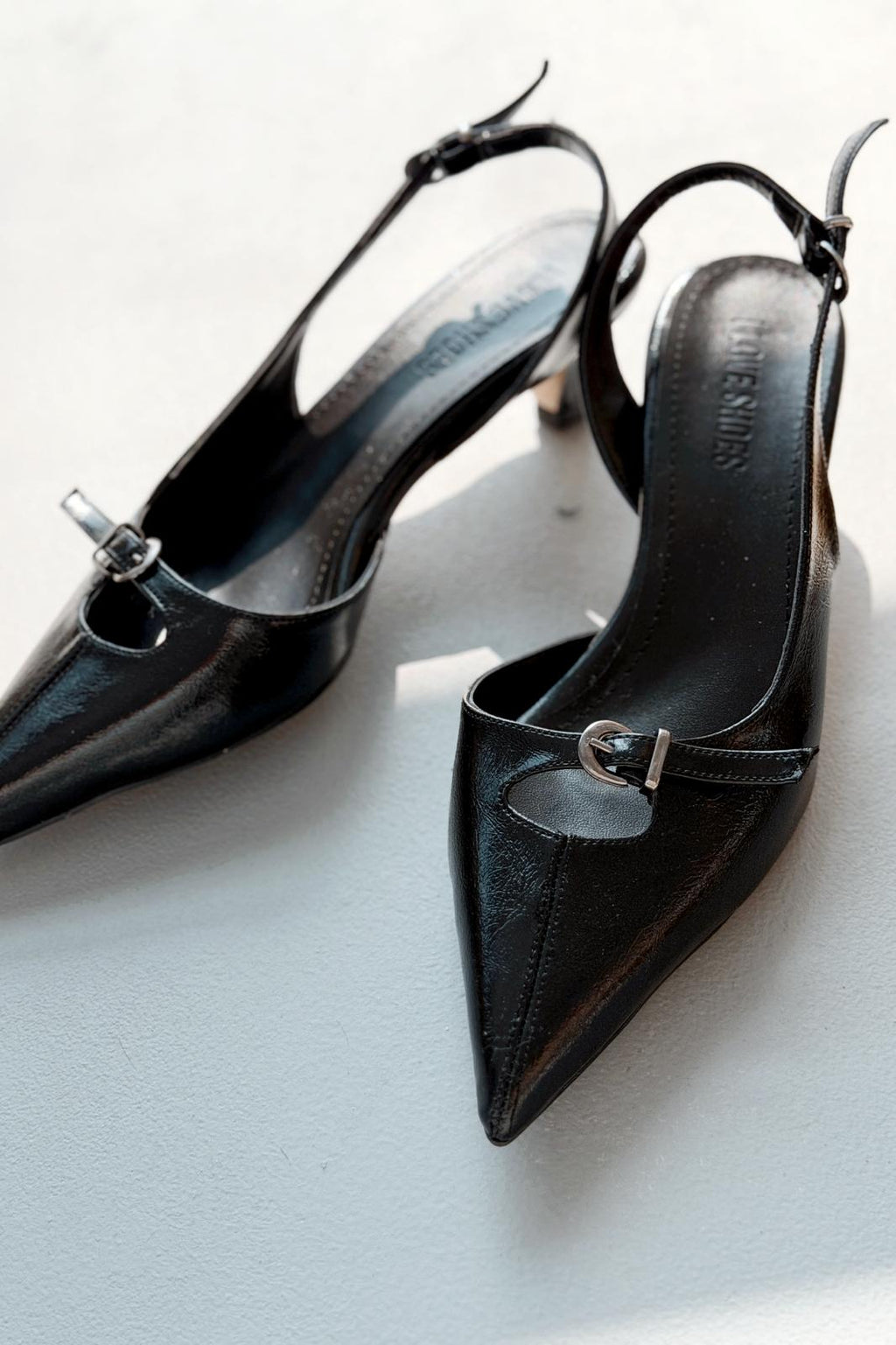 Norin Black Crinkled Faux Leather Women's Stilettos