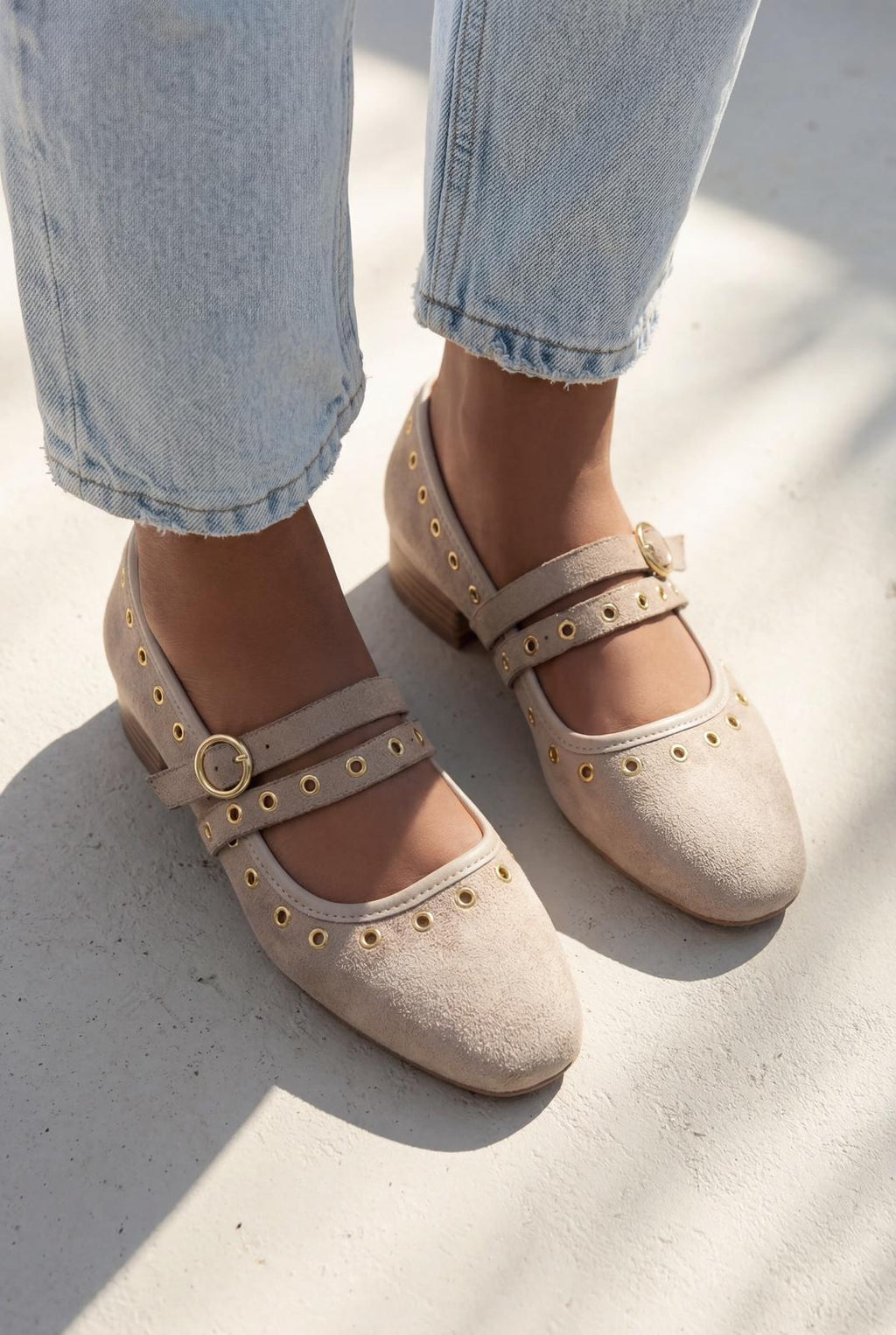 Elia Beige Suede Women's Flats