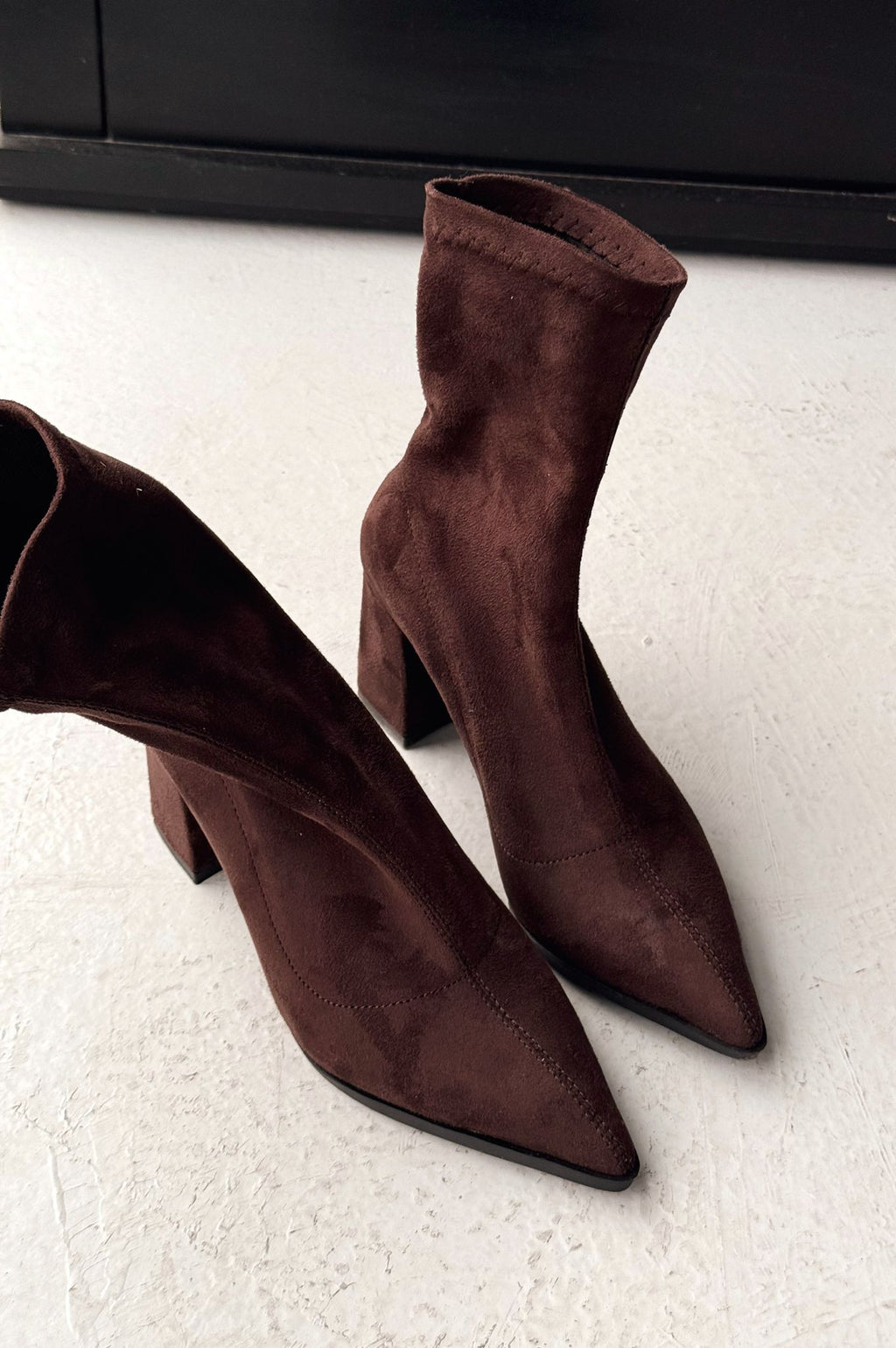 Ardews Suede Pumps Sock Boots Dark Brown
