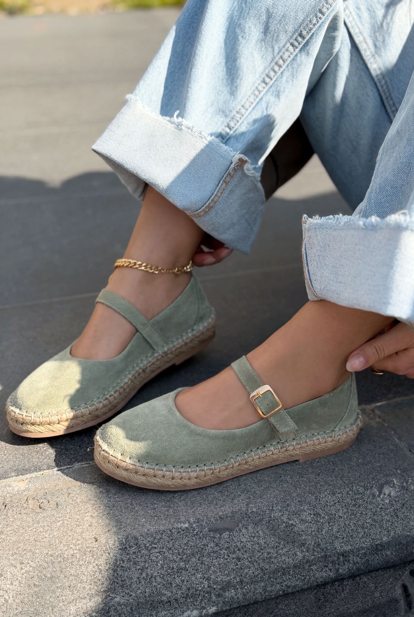 Marena Mint Green Genuine Suede Women's Espadrilles