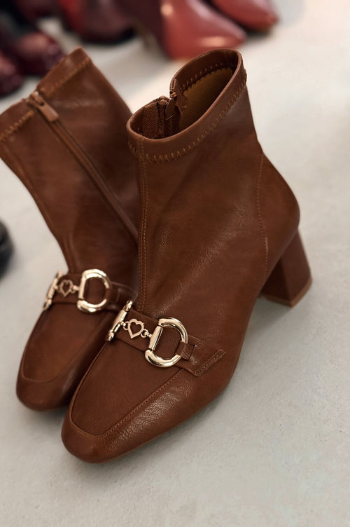 Daniwyo Taupe Faux Leather Stretch Women's Boots