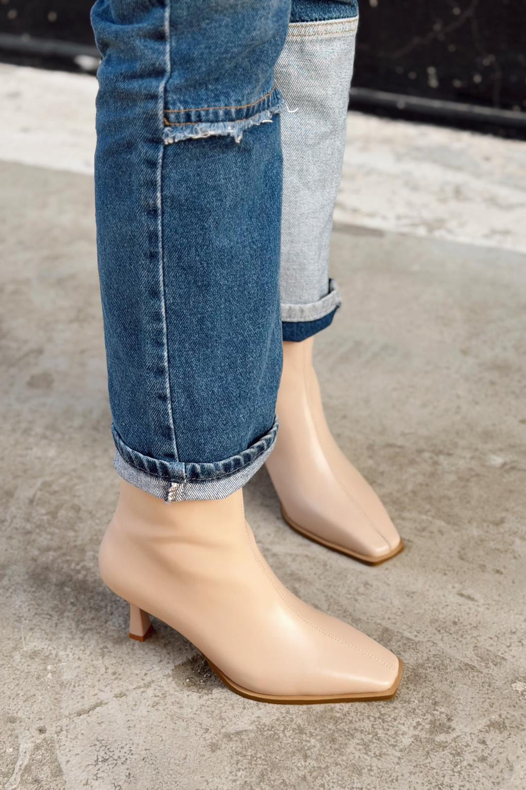 Alderie Beige Faux Leather Women's Pumps Boots