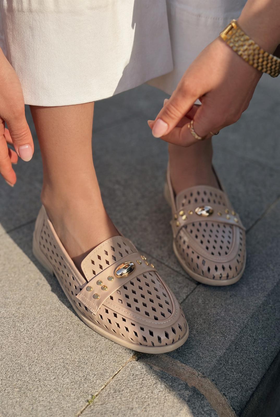 Ardion Beige Faux Leather Women's Loafers