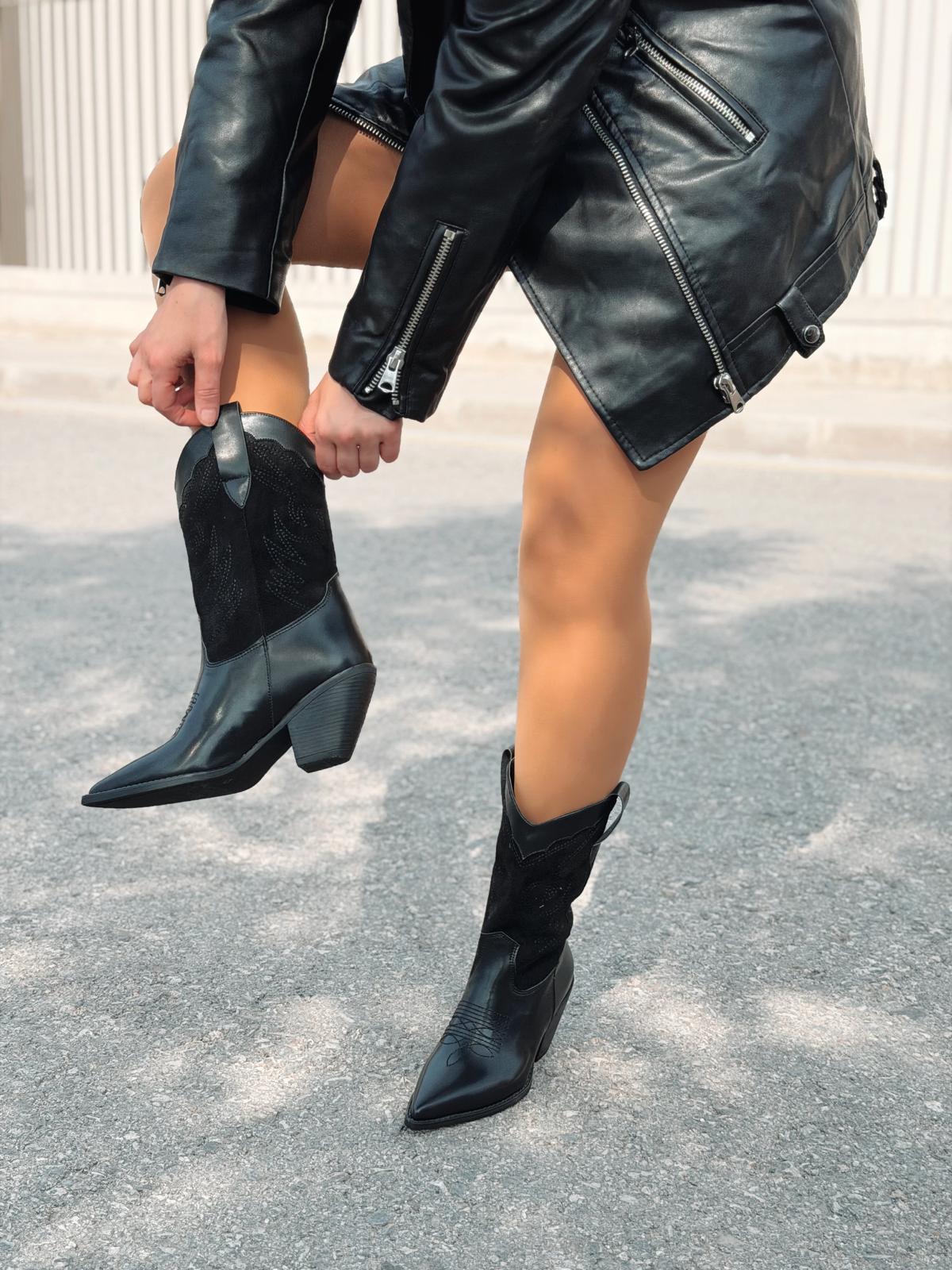 Marnel women's Black embroidered cowboy boots