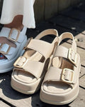 Torens Nude Faux Leather Buckle Detail Sandals