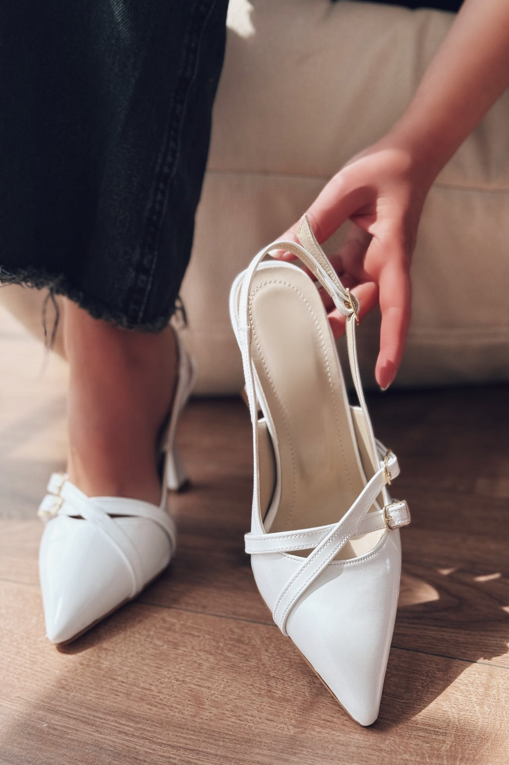 Jolira White Patent Faux Leather Women's Stilettos